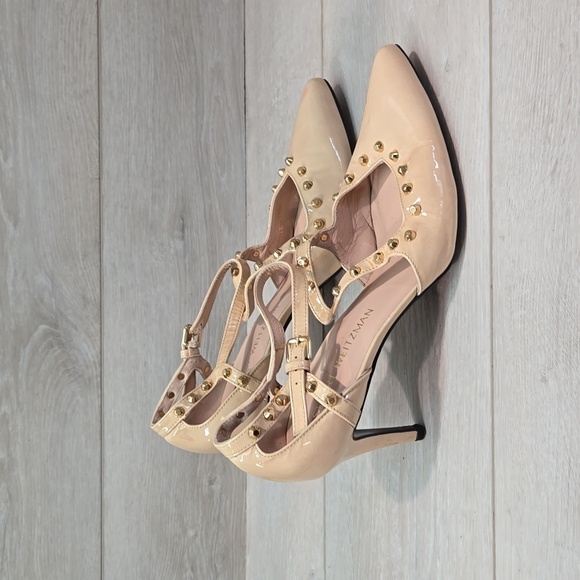 Stuart Weitzman Women Heels Studded Pointed toe shoes sz 8M - Picture 2 of 14